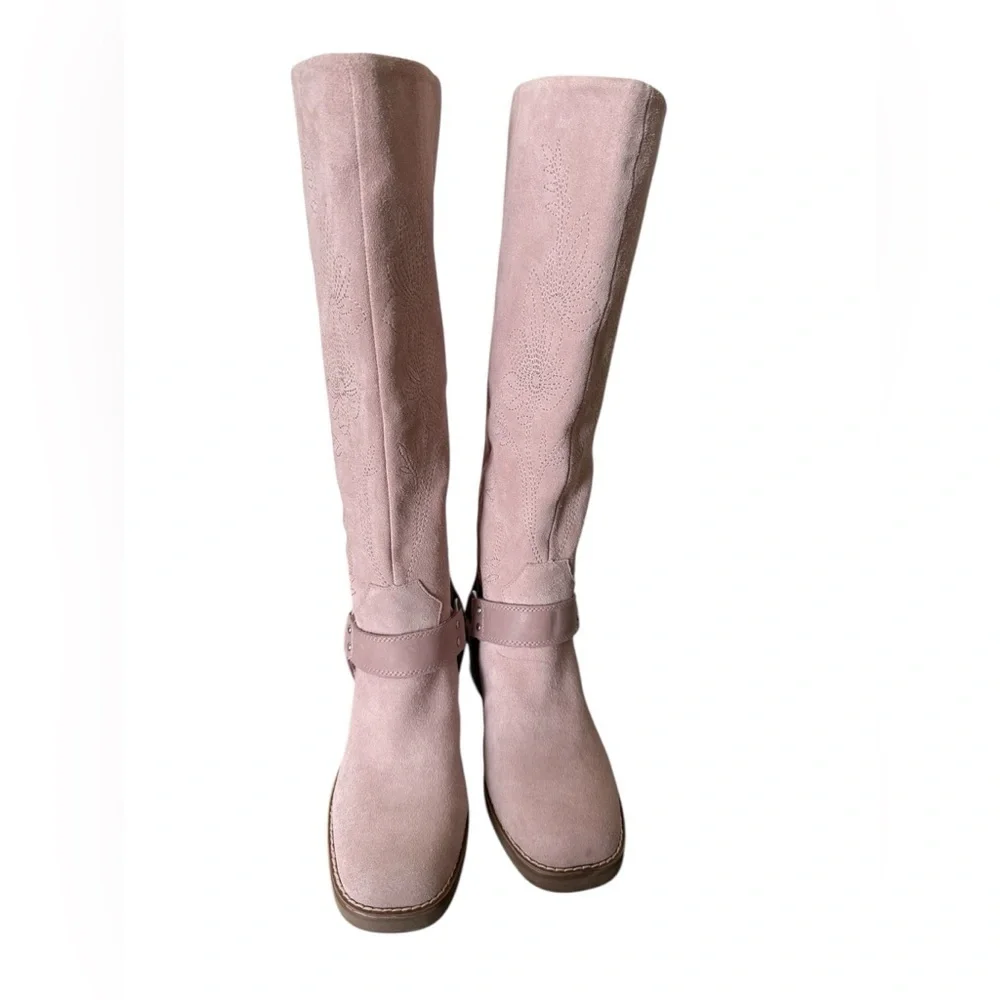 NWOT Classy Pink Soft Suede Knee-High Lucky Brand Women's Boots-Size 5.5 Boho